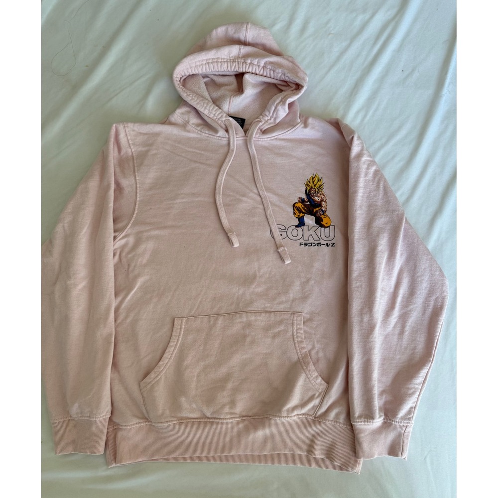 Dragon Ball Z Goku Graphic Hoodie Pink Super Saiyan Anime Sweatshirt Large